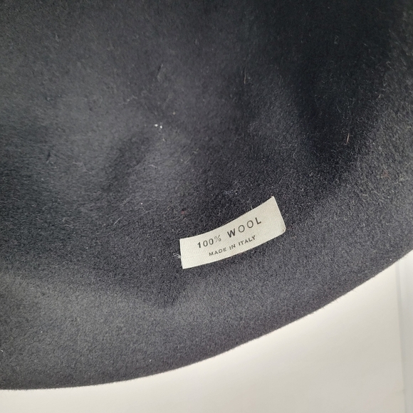 Vintage Wool Bejewled Made in Italy Black Hat Silver Studs Felt 60s Retro‎ - Picture 8 of 17